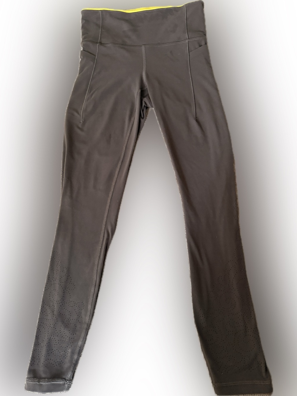 Athleta Grey Joggers with Yellow Waistband Accent